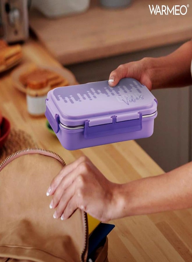 WARMEO علبة غداء معزولة من وارميو، مزودة بحجرتين، خالية من مادة BPA، آمنة للاستخدام مع الطعام، مثالية للمدرسة والنزهات والمكتب والأنشطة الخارجية - سعة 600 مل، لون بنفسجي، مصنوعة من الفولاذ المقاوم للصدأ - Image 2